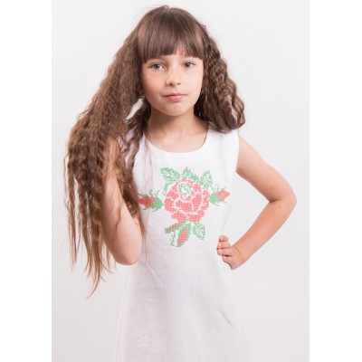 Embroidered dress for girl "Smile of Rose" White